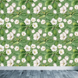 White Flower Pattern Wall Mural Moisture Resistant Tropical Living Room Wall Covering Clearhalo 'Wall Decor' 'Wall Mural' 1617743