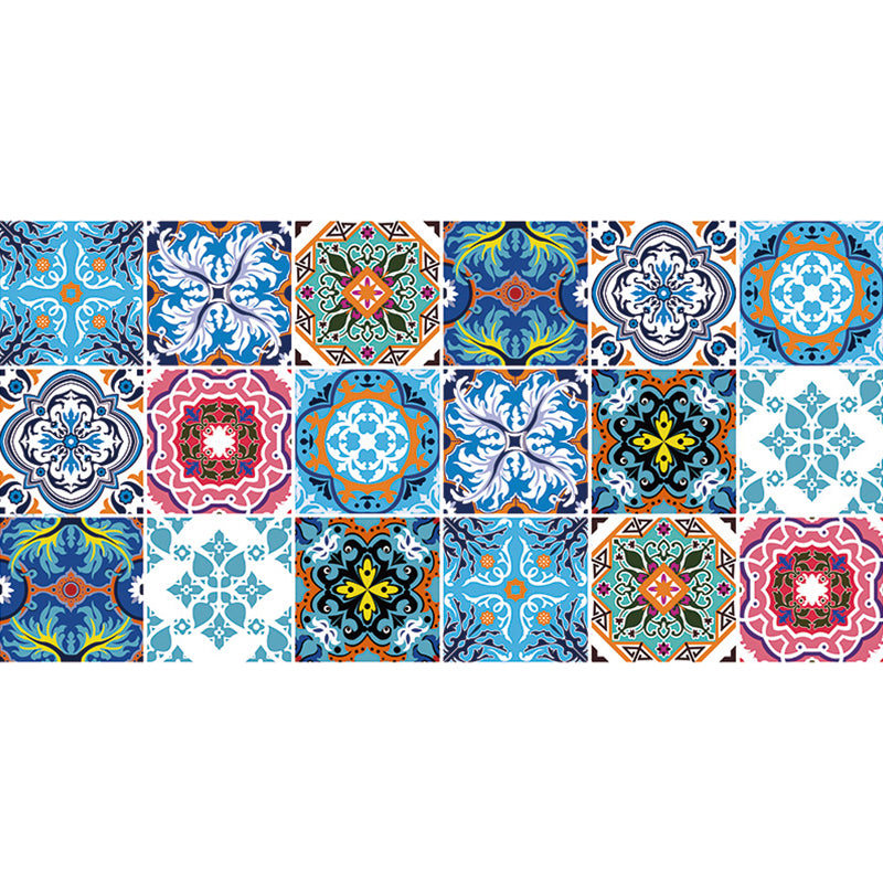 Adhesive Tiles Wallpaper Panels Boho Ethnic Quatrefoil Wall Art in Blue, 4' L x 23.5" W Clearhalo 'Wall Decor' 'Wallpaper' 1618205