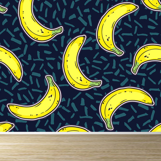 Banana Pattern Mural Wallpaper Yellow Contemporary Wall Covering for Boys Bedroom Clearhalo 'Wall Decor' 'Wall Mural' 1618404