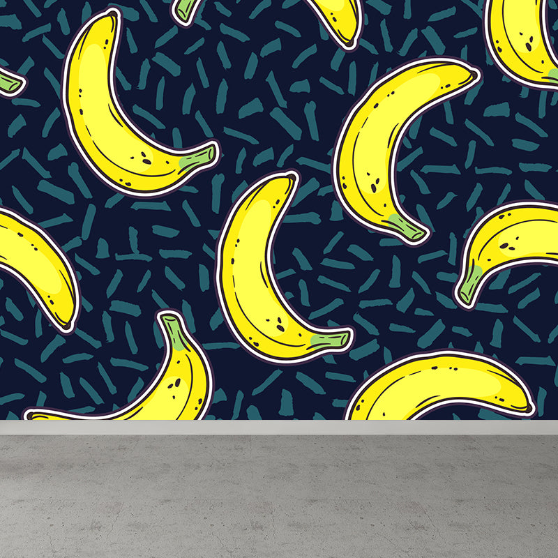 Banana Pattern Mural Wallpaper Yellow Contemporary Wall Covering for Boys Bedroom Clearhalo 'Wall Decor' 'Wall Mural' 1618405