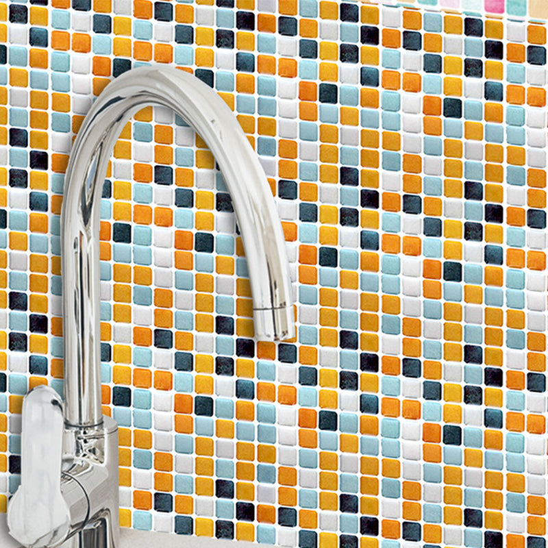 Mosaics Tile Wallpaper Panels Yellow PVC Wall Art, Easy Peel off, 14.6' L x 5.1" W Yellow Clearhalo 'Wall Decor' 'Wallpaper' 1618491