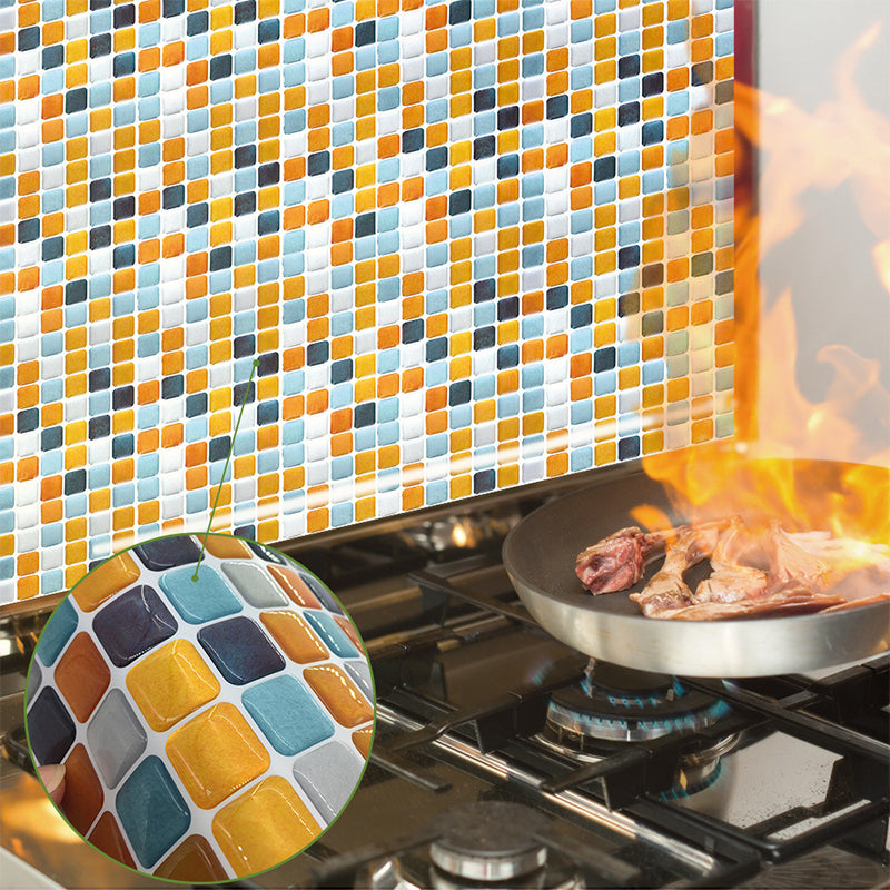 Mosaics Tile Wallpaper Panels Yellow PVC Wall Art, Easy Peel off, 14.6' L x 5.1" W Clearhalo 'Wall Decor' 'Wallpaper' 1618492