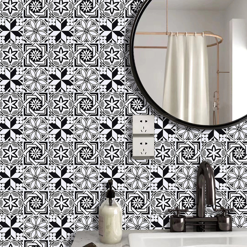 Black Flower-Like Wallpapers Seamless Pattern Boho Pick Up Sticks Wall Art for Restroom Clearhalo 'Wall Decor' 'Wallpaper' 1618705