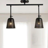 Metallic Bell Ceiling Lighting Retro Stylish 2 Bulbs Living Room Adjustable Semi Flush Light with Hollow Out Design in Black Clearhalo 'Ceiling Lights' 'Close To Ceiling Lights' 'Close to ceiling' 'Semi-flushmount' Lighting' 161904