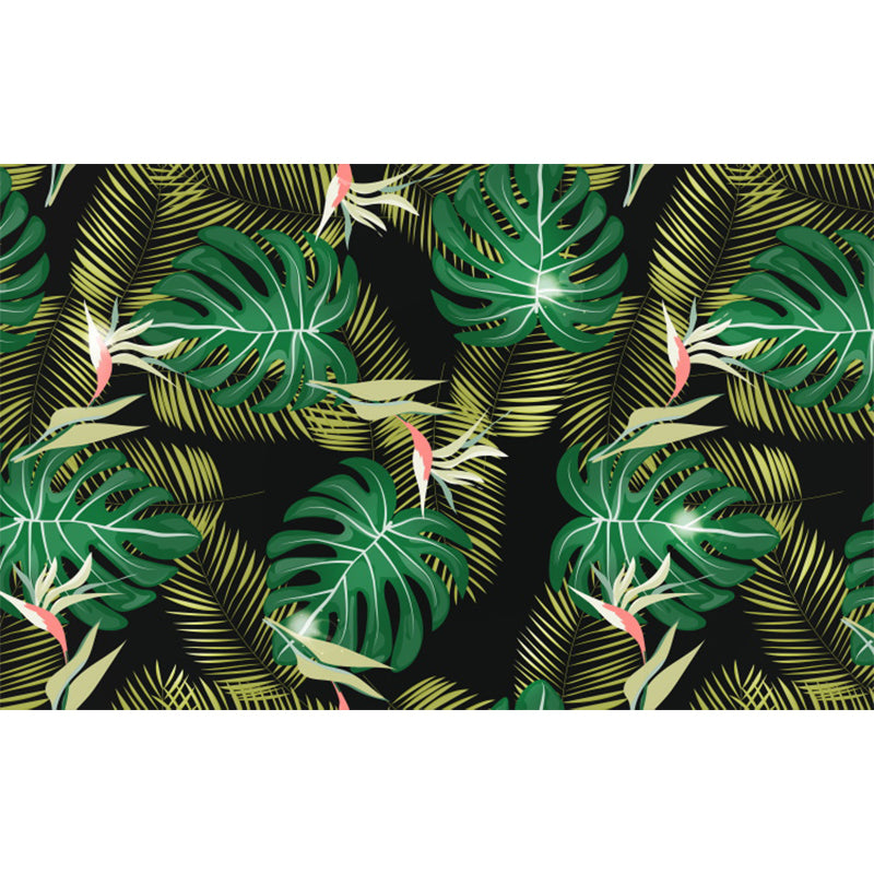 Tropical Leaves Pattern Mural Decal Green Dining Bedroom Wall Covering, Personalized Clearhalo 'Wall Decor' 'Wall Mural' 1619364