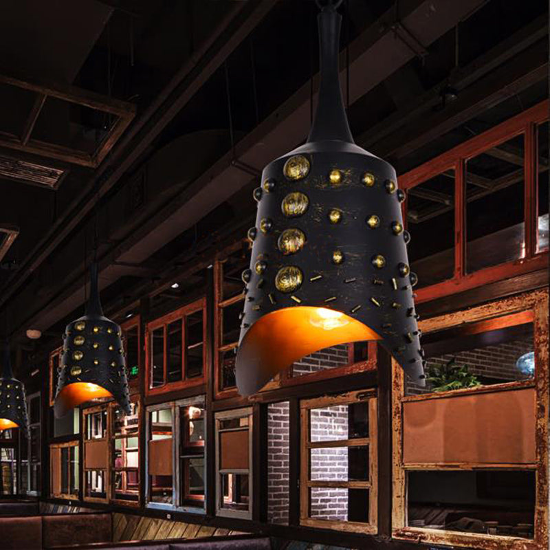 Tower Metal Hanging Lamp Antique One-light Ceiling Light in Black Color for Restaurant Clearhalo 'Ceiling Lights' 'Pendant Lights' 'Pendants' Lighting' 162227