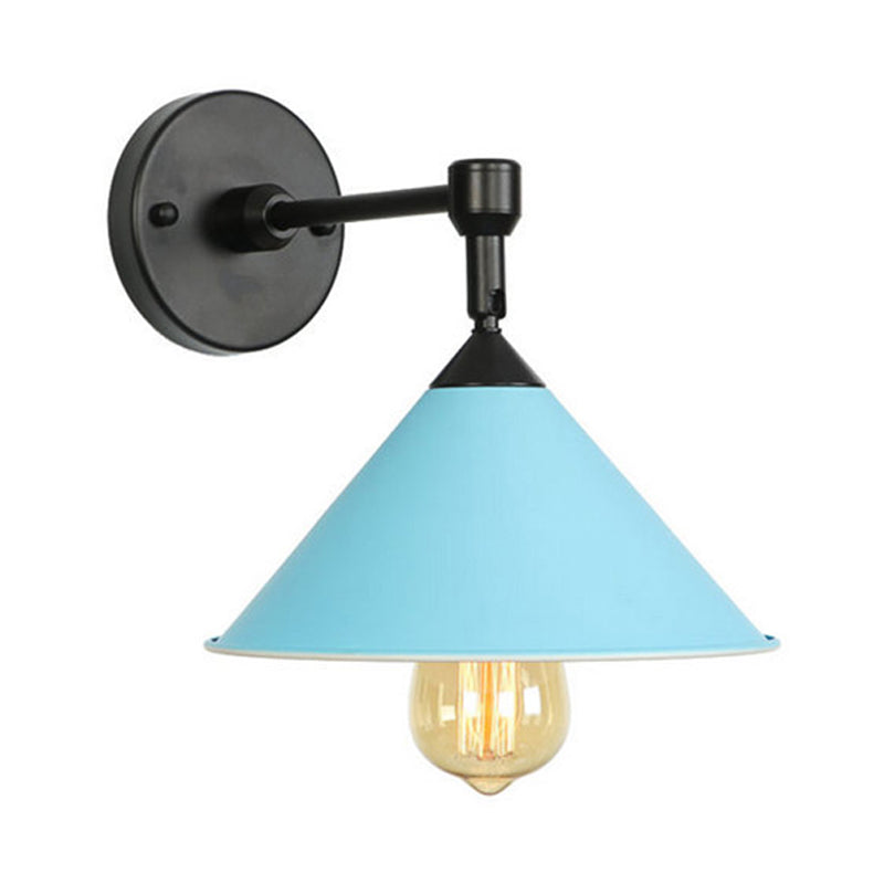Black/Gray Conical Sconce Light Industrial Stylish Metallic 1 Head Bathroom Wall Sconce Lamp Clearhalo 'Cast Iron' 'Glass' 'Industrial' 'Modern wall lights' 'Modern' 'Tiffany' 'Traditional wall lights' 'Wall Lamps & Sconces' 'Wall Lights' Lighting' 162274