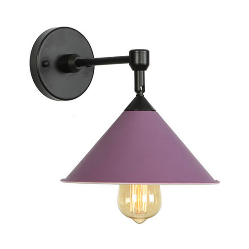 Black/Gray Conical Sconce Light Industrial Stylish Metallic 1 Head Bathroom Wall Sconce Lamp Clearhalo 'Cast Iron' 'Glass' 'Industrial' 'Modern wall lights' 'Modern' 'Tiffany' 'Traditional wall lights' 'Wall Lamps & Sconces' 'Wall Lights' Lighting' 162283