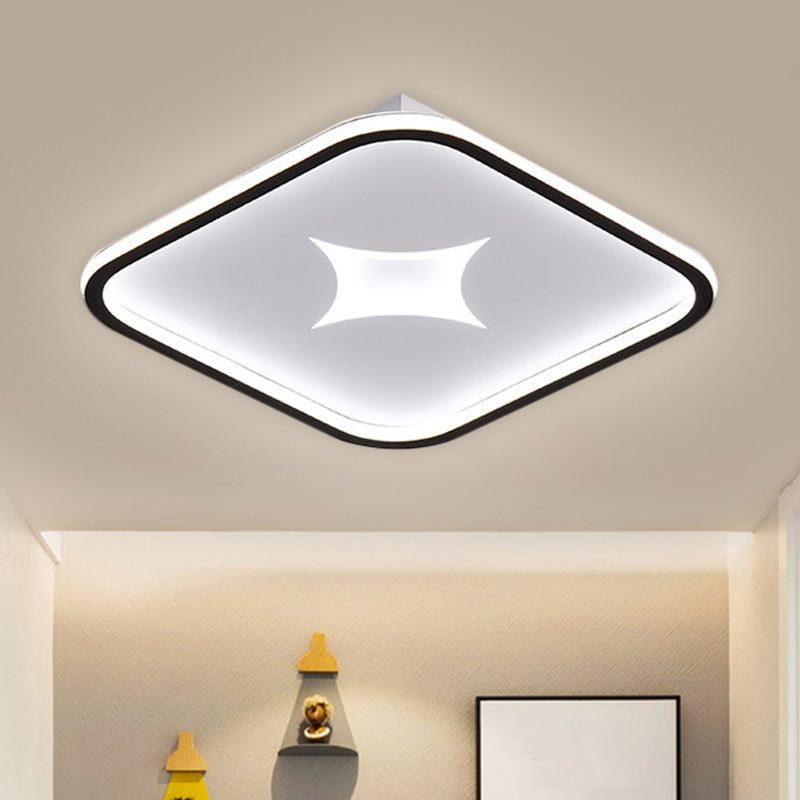 Round/Rectangle Flush Mount Modernist Metallic Black/Gold LED Flush Ceiling Light in White Light, 16"/19.5"/37.5" W Black White Clearhalo 'Ceiling Lights' 'Close To Ceiling Lights' 'Close to ceiling' 'Flush mount' Lighting' 1623319