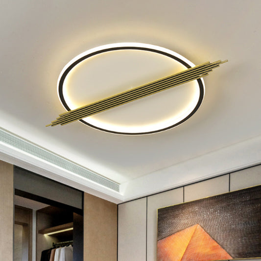 Modern LED Flushmount Lighting Gold-Black Circle Ceiling Mounted Fixture with Acrylic Shade in Warm/White Light, 24.5"/28.5" W Gold-Black Clearhalo 'Ceiling Lights' 'Close To Ceiling Lights' 'Close to ceiling' 'Flush mount' Lighting' 1623347