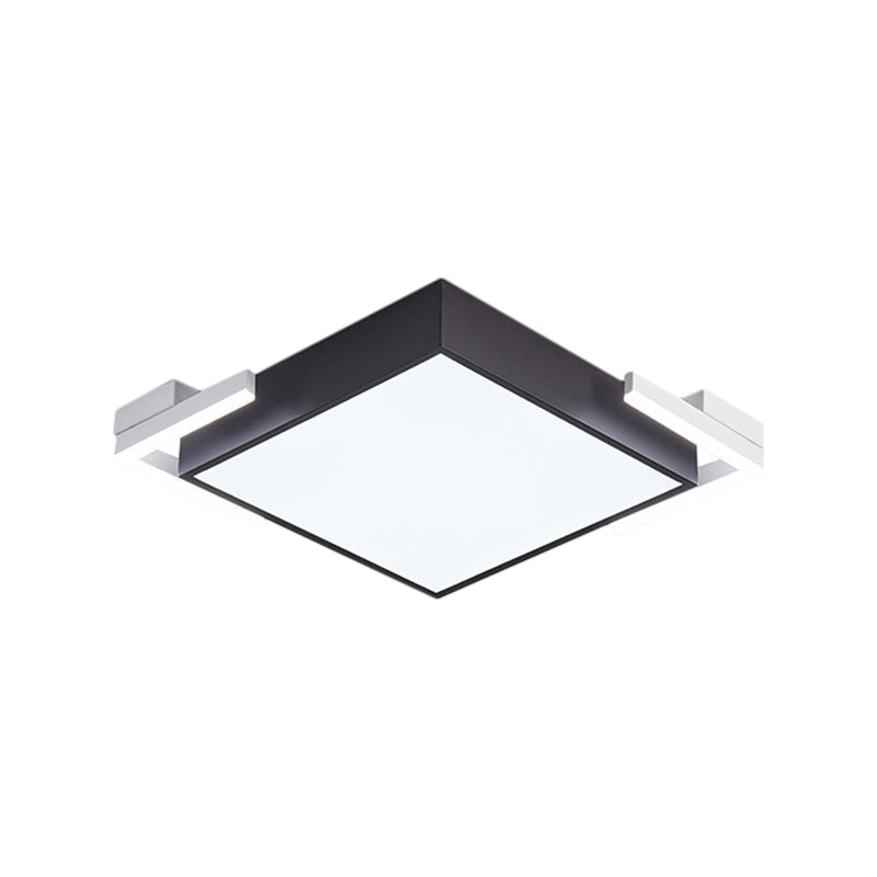 Square Metallic Ceiling Light Fixture Modern Black/White LED Flushmount Lighting in Warm/White Light, 19.5"/23.5" Wide Clearhalo 'Ceiling Lights' 'Close To Ceiling Lights' 'Close to ceiling' 'Flush mount' Lighting' 1623386