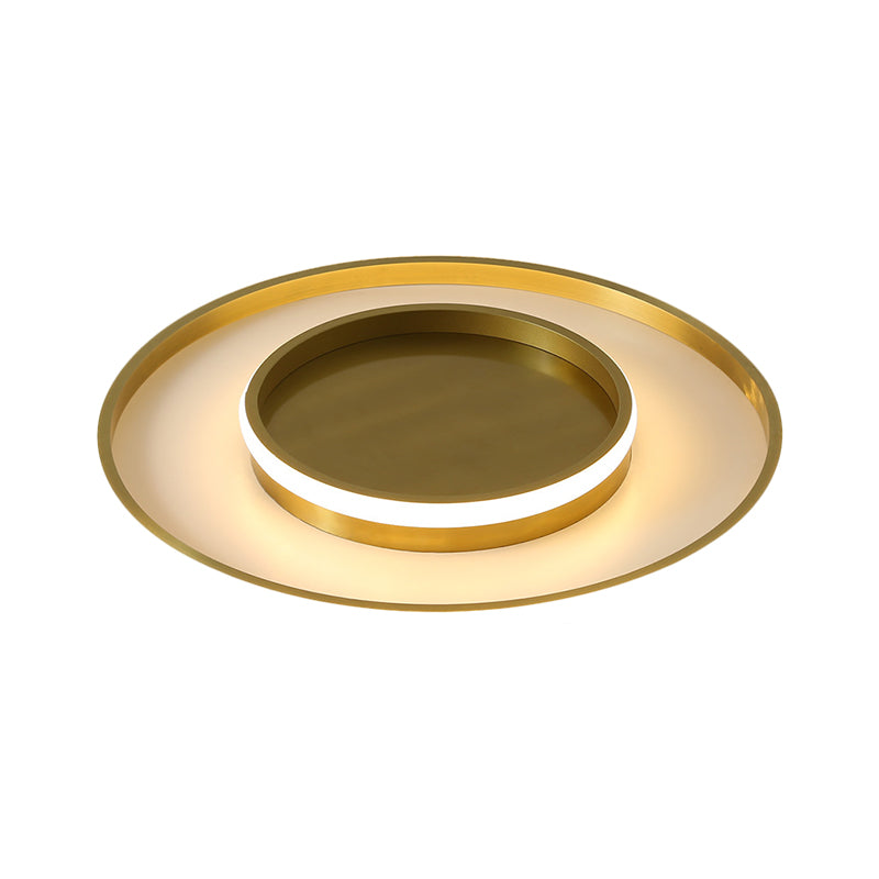 Metal Round Flush Mount Lighting Minimalism LED Ceiling Lamp Fixture in Gold, Warm/White/3 Color Light Clearhalo 'Ceiling Lights' 'Close To Ceiling Lights' 'Close to ceiling' 'Flush mount' Lighting' 1623395