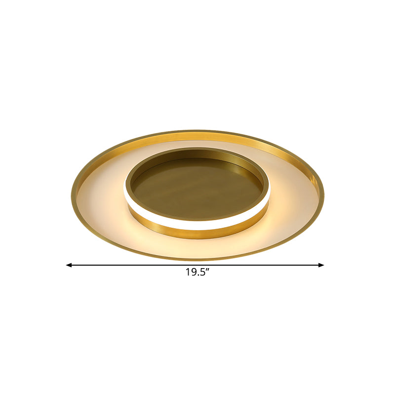 Metal Round Flush Mount Lighting Minimalism LED Ceiling Lamp Fixture in Gold, Warm/White/3 Color Light Clearhalo 'Ceiling Lights' 'Close To Ceiling Lights' 'Close to ceiling' 'Flush mount' Lighting' 1623396