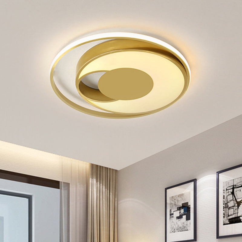 Circle Bedroom Flush Mount Lamp Metal LED Modern Ceiling Lamp Fixture in Gold, White/3 Color Light Gold Clearhalo 'Ceiling Lights' 'Close To Ceiling Lights' 'Close to ceiling' 'Flush mount' Lighting' 1623397