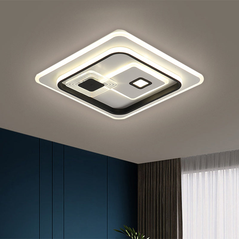 LED Parlor Flush Mount Lamp Minimalism Black Ceiling Flush with Rectangle Metal Shade in Warm/White Light, 16.5"/20.5"/35.5" W Black Clearhalo 'Ceiling Lights' 'Close To Ceiling Lights' 'Close to ceiling' 'Flush mount' Lighting' 1623401