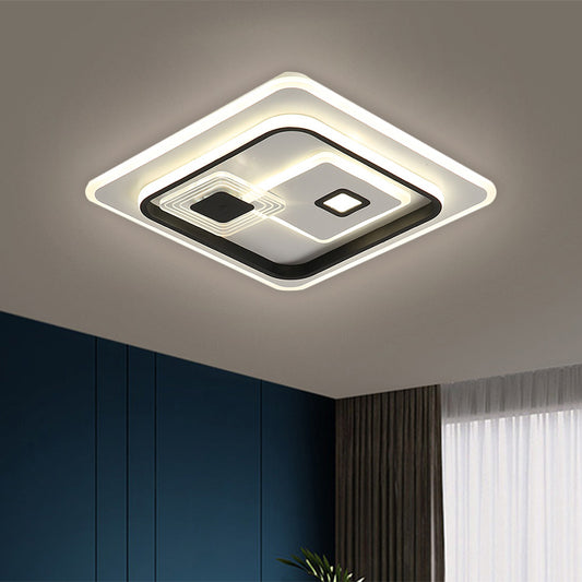 LED Parlor Flush Mount Lamp Minimalism Black Ceiling Flush with Rectangle Metal Shade in Warm/White Light, 16.5"/20.5"/35.5" W Black Clearhalo 'Ceiling Lights' 'Close To Ceiling Lights' 'Close to ceiling' 'Flush mount' Lighting' 1623401