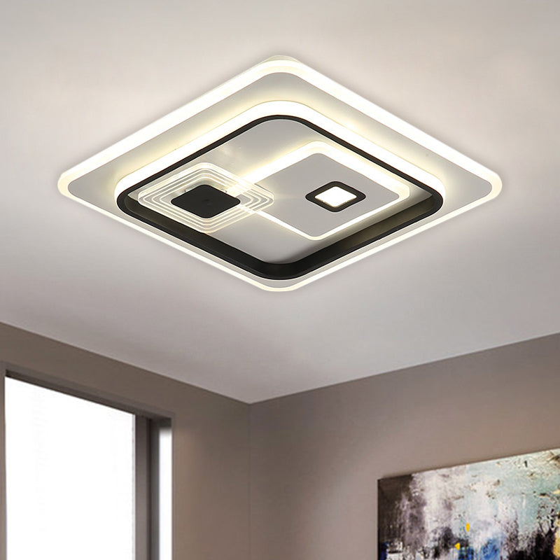 LED Parlor Flush Mount Lamp Minimalism Black Ceiling Flush with Rectangle Metal Shade in Warm/White Light, 16.5"/20.5"/35.5" W Clearhalo 'Ceiling Lights' 'Close To Ceiling Lights' 'Close to ceiling' 'Flush mount' Lighting' 1623402