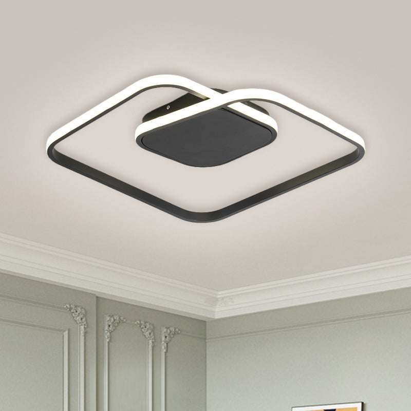 Square Metallic Ceiling Flush Mount Simplicity LED Black/White/Gold Semi Flush Lighting in Warm/White/3 Color Light Clearhalo 'Ceiling Lights' 'Close To Ceiling Lights' 'Close to ceiling' 'Flush mount' Lighting' 1623416