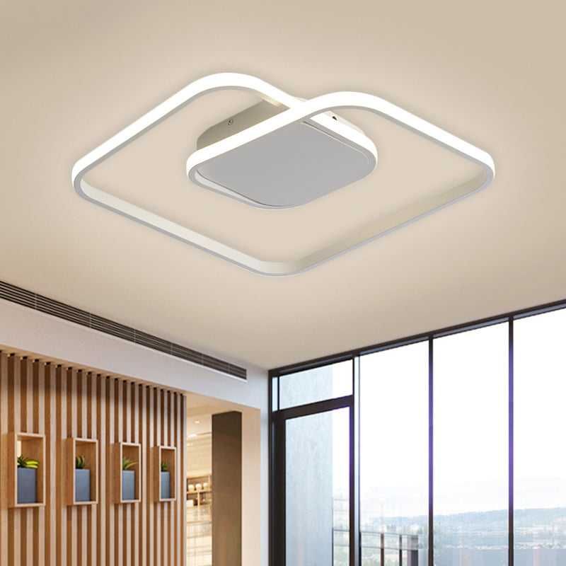 Square Metallic Ceiling Flush Mount Simplicity LED Black/White/Gold Semi Flush Lighting in Warm/White/3 Color Light Clearhalo 'Ceiling Lights' 'Close To Ceiling Lights' 'Close to ceiling' 'Flush mount' Lighting' 1623421