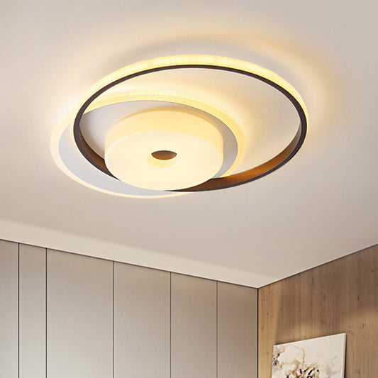 Metallic Circular Flush Mount Nordic LED White Ceiling Mounted Fixture in Warm/White Light, 16"/19.5" Wide White Clearhalo 'Ceiling Lights' 'Close To Ceiling Lights' 'Close to ceiling' 'Flush mount' Lighting' 1623454