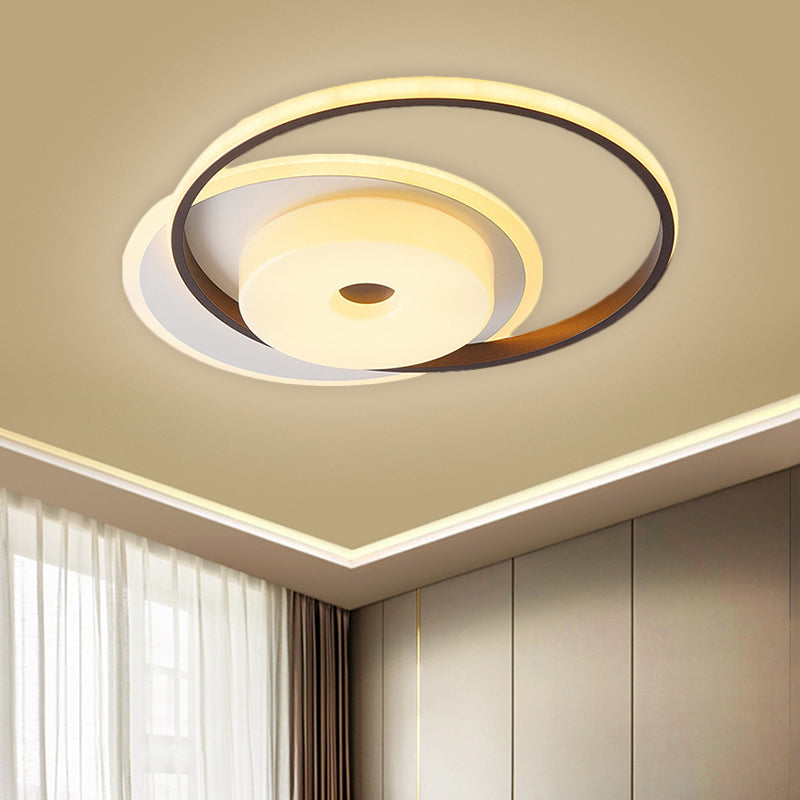 Metallic Circular Flush Mount Nordic LED White Ceiling Mounted Fixture in Warm/White Light, 16"/19.5" Wide Clearhalo 'Ceiling Lights' 'Close To Ceiling Lights' 'Close to ceiling' 'Flush mount' Lighting' 1623455