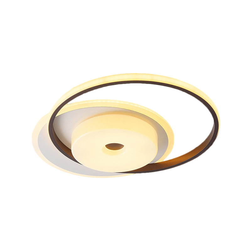 Metallic Circular Flush Mount Nordic LED White Ceiling Mounted Fixture in Warm/White Light, 16"/19.5" Wide Clearhalo 'Ceiling Lights' 'Close To Ceiling Lights' 'Close to ceiling' 'Flush mount' Lighting' 1623456