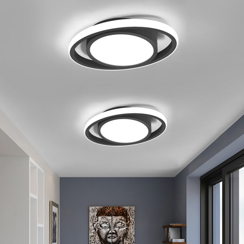 Drum and Circle Balcony Flush Mount Metal LED Contemporary Ceiling Mounted Fixture in Black/Gray/Gold (The customization will be 7 days) Black Clearhalo 'Ceiling Lights' 'Close To Ceiling Lights' 'Close to ceiling' 'Flush mount' Lighting' 1623463