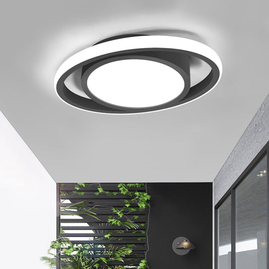 Drum and Circle Balcony Flush Mount Metal LED Contemporary Ceiling Mounted Fixture in Black/Gray/Gold (The customization will be 7 days) Clearhalo 'Ceiling Lights' 'Close To Ceiling Lights' 'Close to ceiling' 'Flush mount' Lighting' 1623464