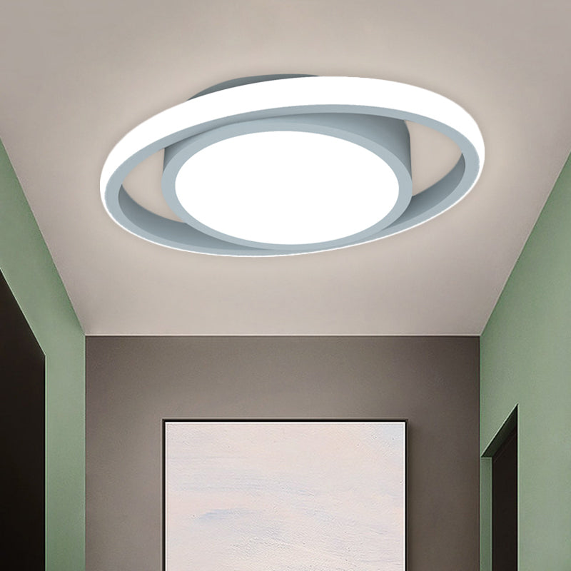 Drum and Circle Balcony Flush Mount Metal LED Contemporary Ceiling Mounted Fixture in Black/Gray/Gold (The customization will be 7 days) Grey Clearhalo 'Ceiling Lights' 'Close To Ceiling Lights' 'Close to ceiling' 'Flush mount' Lighting' 1623471