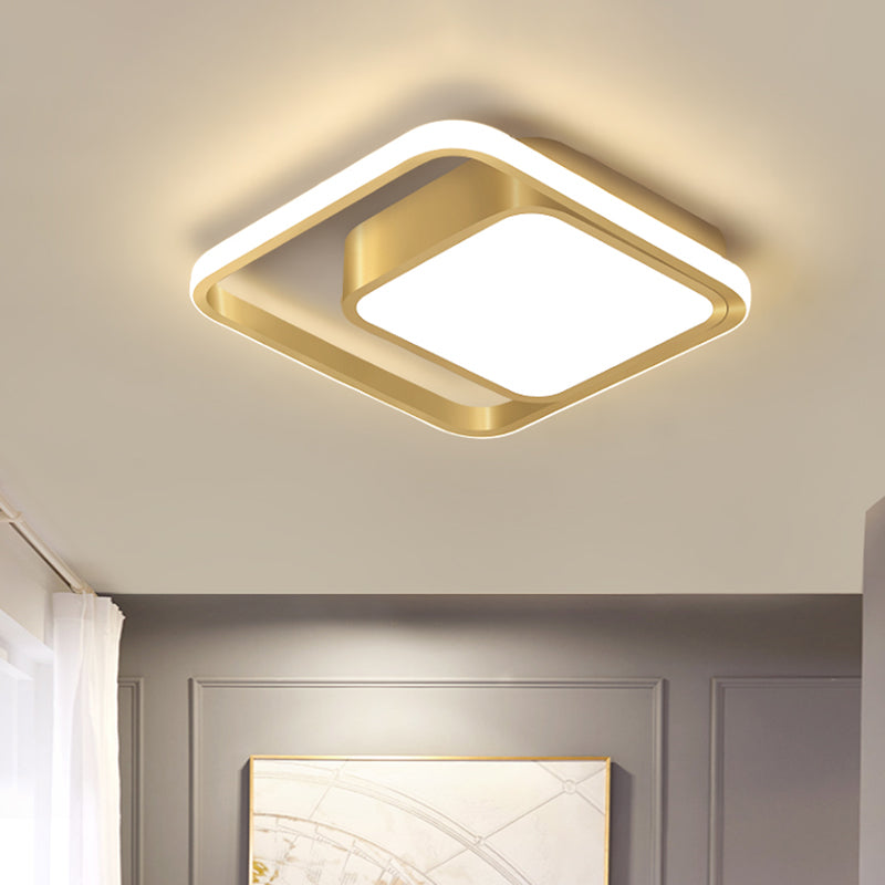 Gold Square Flush Mount Lighting Modernist LED Metal Flush Light Fixture for Corridor (The customization will be 7 days) Gold Clearhalo 'Ceiling Lights' 'Close To Ceiling Lights' 'Close to ceiling' 'Flush mount' Lighting' 1623475