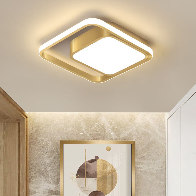 Gold Square Flush Mount Lighting Modernist LED Metal Flush Light Fixture for Corridor (The customization will be 7 days) Clearhalo 'Ceiling Lights' 'Close To Ceiling Lights' 'Close to ceiling' 'Flush mount' Lighting' 1623476