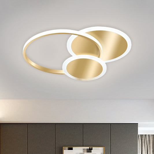 16.5"/20.5" W Round Ceiling Flush Modernist Metallic LED Gold Flush Mount Lamp in Warm/White Light Gold Clearhalo 'Ceiling Lights' 'Close To Ceiling Lights' 'Close to ceiling' 'Flush mount' Lighting' 1623484