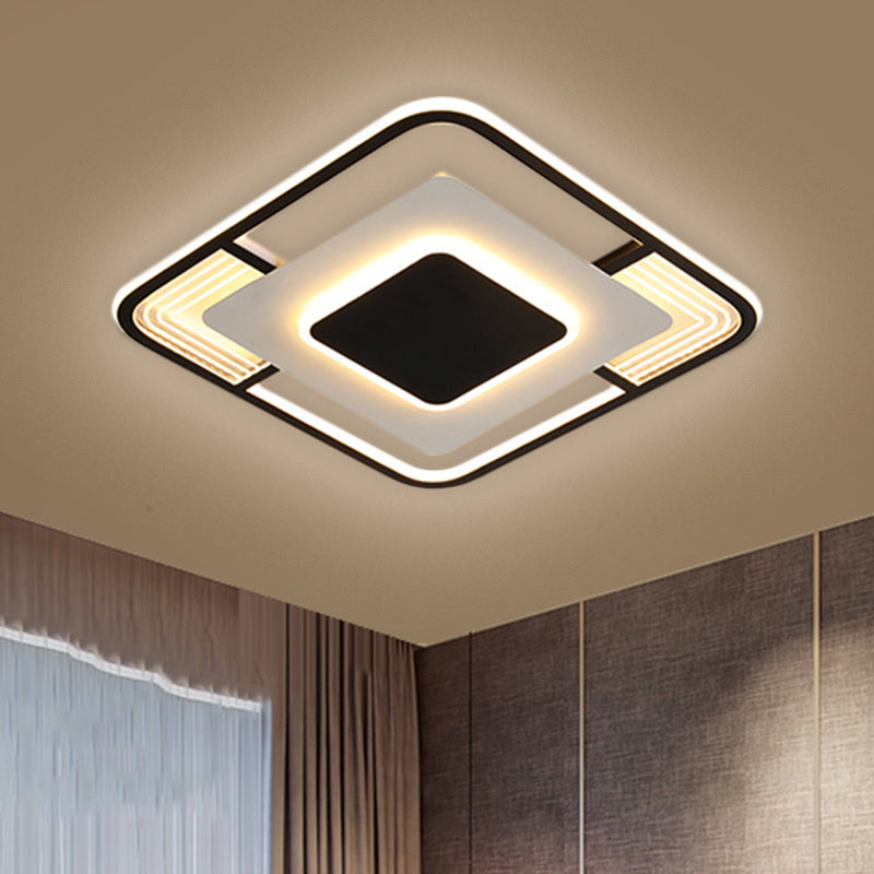 Simple Squared LED Ceiling Fixture Acrylic Sleeping Room Flush Mount Lamp in Black/Gold, Warm/White/3 Color Light Clearhalo 'Ceiling Lights' 'Close To Ceiling Lights' 'Close to ceiling' 'Flush mount' Lighting' 1623509