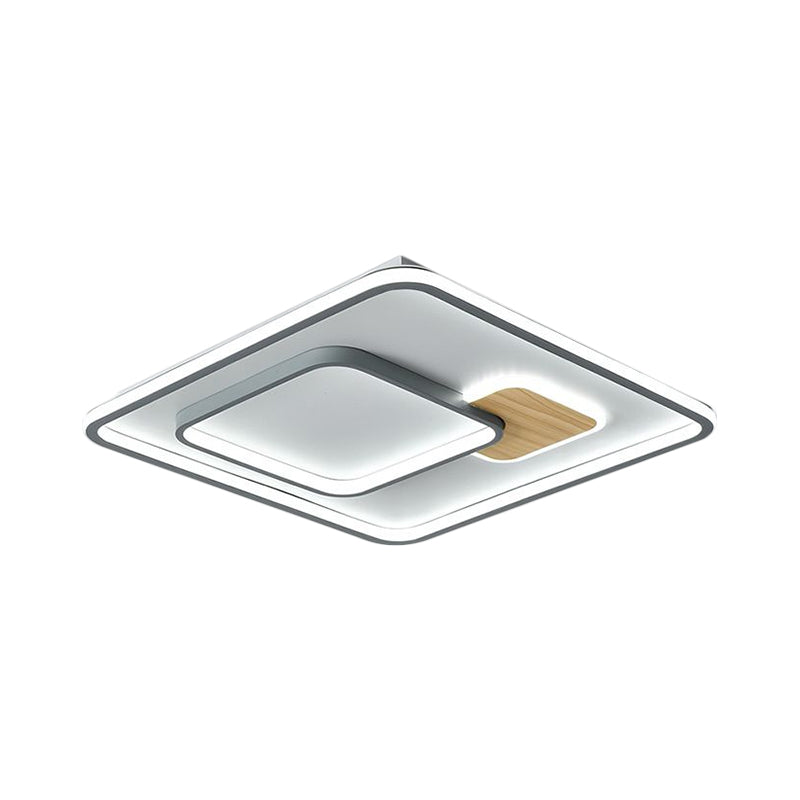 Squared Acrylic Ceiling Mounted Fixture Minimalism LED Grey Flush Lamp in Warm/White Light, 16.5"/20.5" Width Clearhalo 'Ceiling Lights' 'Close To Ceiling Lights' 'Close to ceiling' 'Flush mount' Lighting' 1623513