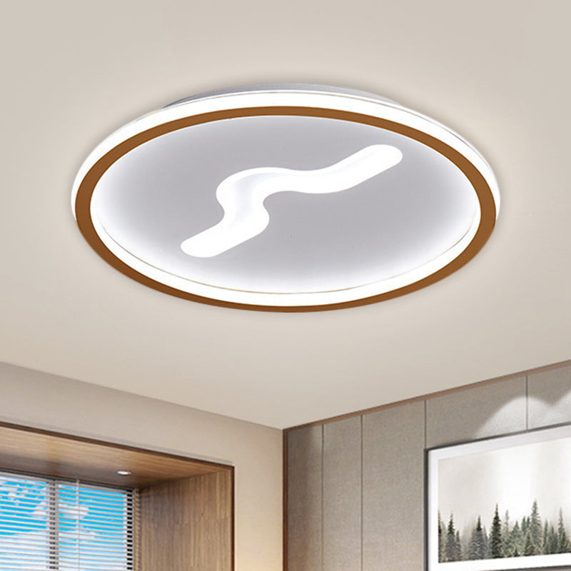 Modern LED 16"/19.5" W Flush Light with Metallic Shade Black/Gold Super Thin Ceiling Light Fixture in Warm/White Light Gold Clearhalo 'Ceiling Lights' 'Close To Ceiling Lights' 'Close to ceiling' 'Flush mount' Lighting' 1623516