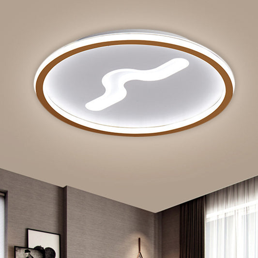 Modern LED 16"/19.5" W Flush Light with Metallic Shade Black/Gold Super Thin Ceiling Light Fixture in Warm/White Light Clearhalo 'Ceiling Lights' 'Close To Ceiling Lights' 'Close to ceiling' 'Flush mount' Lighting' 1623517