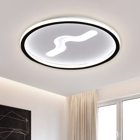 Modern LED 16"/19.5" W Flush Light with Metallic Shade Black/Gold Super Thin Ceiling Light Fixture in Warm/White Light Black Clearhalo 'Ceiling Lights' 'Close To Ceiling Lights' 'Close to ceiling' 'Flush mount' Lighting' 1623521