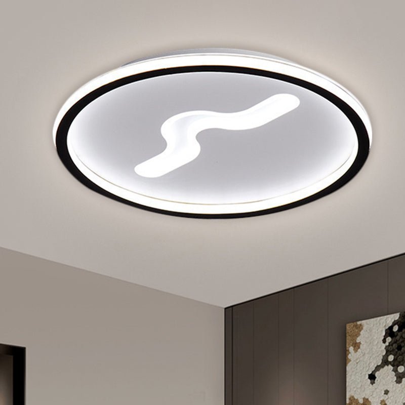 Modern LED 16"/19.5" W Flush Light with Metallic Shade Black/Gold Super Thin Ceiling Light Fixture in Warm/White Light Clearhalo 'Ceiling Lights' 'Close To Ceiling Lights' 'Close to ceiling' 'Flush mount' Lighting' 1623523