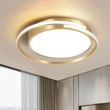 Metal Drum Flush Mount Lamp Contemporary LED Flush Ceiling Light in Gold for Bedroom, 16.5"/20.5"/25.5" W (The customization will be 7 days) Gold Clearhalo 'Ceiling Lights' 'Close To Ceiling Lights' 'Close to ceiling' 'Flush mount' Lighting' 1623525