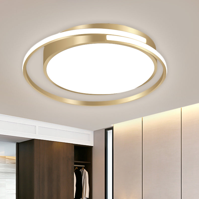 Metal Drum Flush Mount Lamp Contemporary LED Flush Ceiling Light in Gold for Bedroom, 16.5"/20.5"/25.5" W (The customization will be 7 days) Clearhalo 'Ceiling Lights' 'Close To Ceiling Lights' 'Close to ceiling' 'Flush mount' Lighting' 1623526