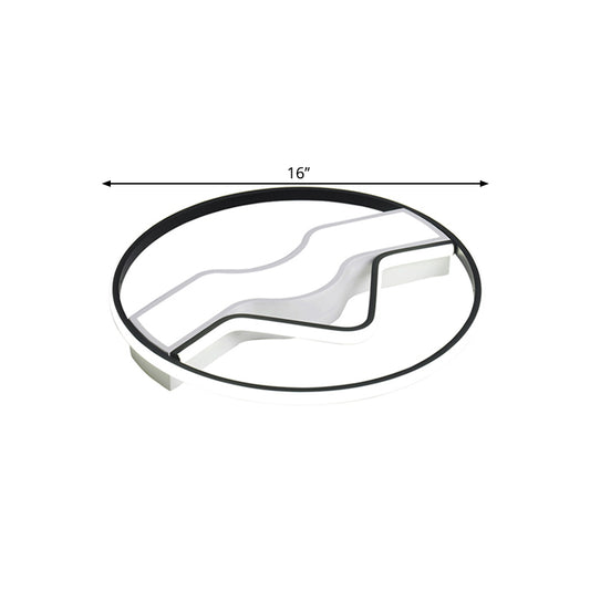 LED Restaurant Close to Ceiling Lamp Minimalist Black Flush Mount Light with Round Metallic Shade, 16"/19.5" Wide Clearhalo 'Ceiling Lights' 'Close To Ceiling Lights' 'Close to ceiling' 'Flush mount' Lighting' 1623549