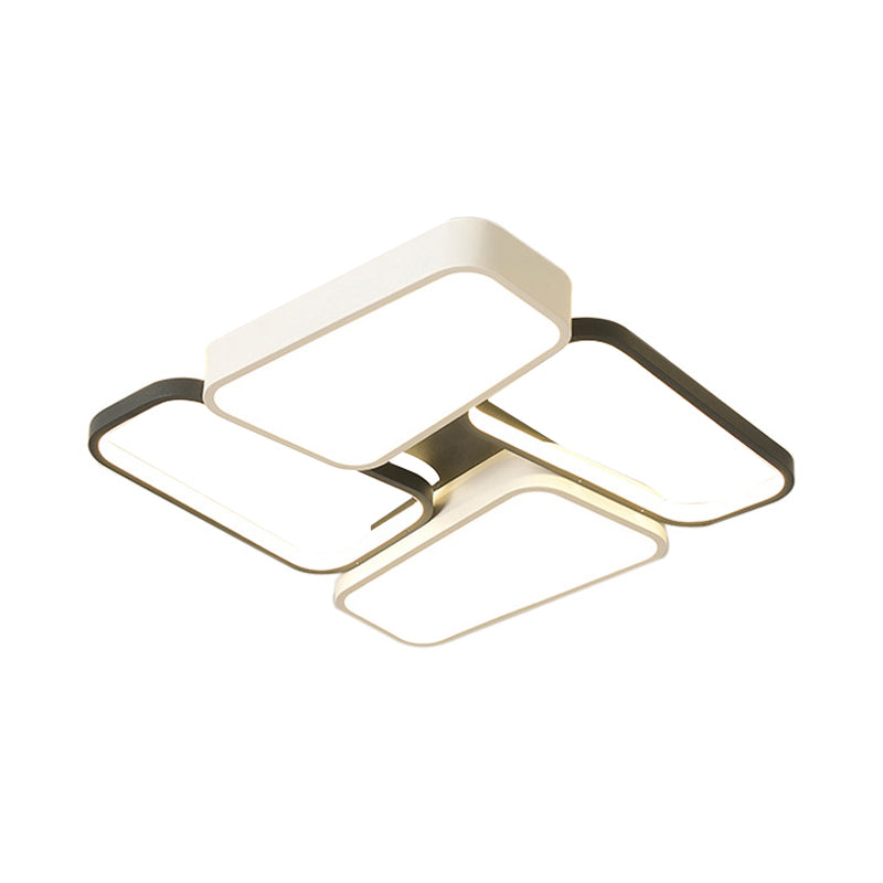 Black-White Trapezoid LED Ceiling Flush Modernist Metallic Semi Flush Mount Lighting in Warm/White/3 Color Light Clearhalo 'Ceiling Lights' 'Close To Ceiling Lights' 'Close to ceiling' 'Semi-flushmount' Lighting' 1623562