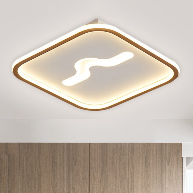 Nordic 16"/19.5" W LED Flush Mount Lamp with Metal Shade Black/ Gold Square Flush Ceiling Light, Warm/White Light Clearhalo 'Ceiling Lights' 'Close To Ceiling Lights' 'Close to ceiling' 'Flush mount' Lighting' 1623570