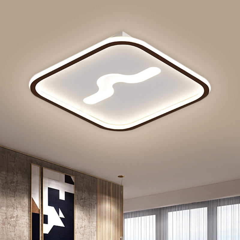 Nordic 16"/19.5" W LED Flush Mount Lamp with Metal Shade Black/ Gold Square Flush Ceiling Light, Warm/White Light Clearhalo 'Ceiling Lights' 'Close To Ceiling Lights' 'Close to ceiling' 'Flush mount' Lighting' 1623576