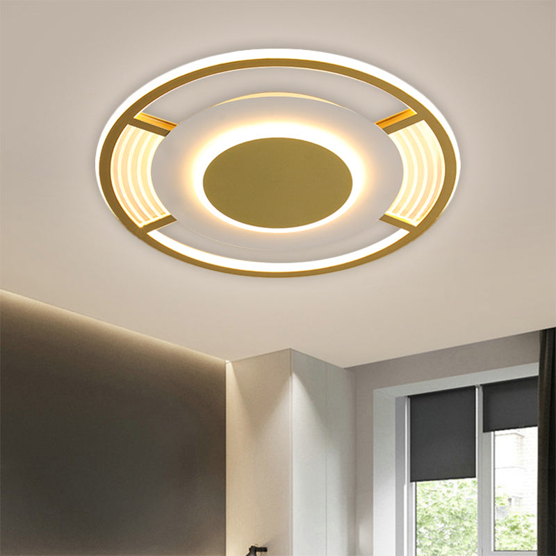 Acrylic Round Close to Ceiling Lamp Contemporary LED Black/Gold Flush Mount in Warm/White/3 Color Light Clearhalo 'Ceiling Lights' 'Close To Ceiling Lights' 'Close to ceiling' 'Flush mount' Lighting' 1623597