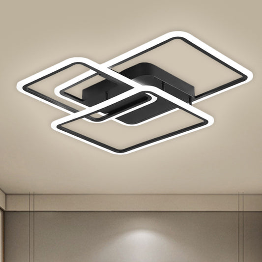 Rectangle and Square Bedroom Flush Mount Metallic LED Modernism Flushmount Lighting in Black (The customization will be 7 days) Clearhalo 'Ceiling Lights' 'Close To Ceiling Lights' 'Close to ceiling' 'Flush mount' Lighting' 1623626