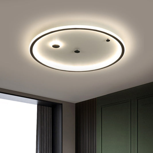 16"/19.5" W Simple LED Flushmount Black/Gold Round Ceiling Lamp Fixture with Acrylic Shade in Warm/White Light Clearhalo 'Ceiling Lights' 'Close To Ceiling Lights' 'Close to ceiling' 'Flush mount' Lighting' 1623634