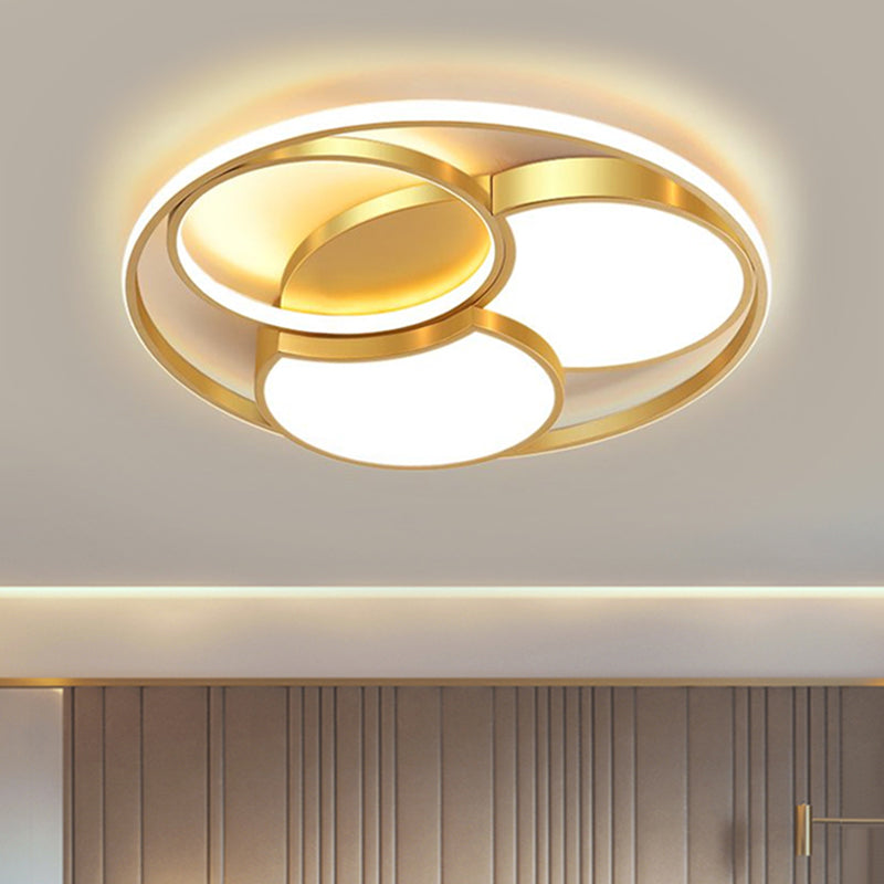 Gold Blossom Flush Light Fixture Modernist LED Metal Flush Mount Lighting, 16.5"/20.5"/24.5" Width (The customization will be 7 days) Clearhalo 'Ceiling Lights' 'Close To Ceiling Lights' 'Close to ceiling' 'Flush mount' Lighting' 1623643