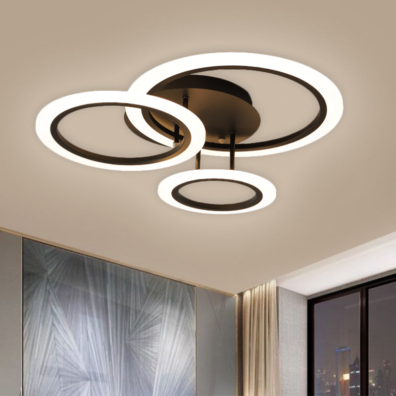 Contemporary Tiered Semi Flush Metal LED Bedroom Flush Mount Lighting in Brown, 19.5"/21.5" W (The customization will be 7 days) Clearhalo 'Ceiling Lights' 'Close To Ceiling Lights' 'Close to ceiling' 'Semi-flushmount' Lighting' 1623664