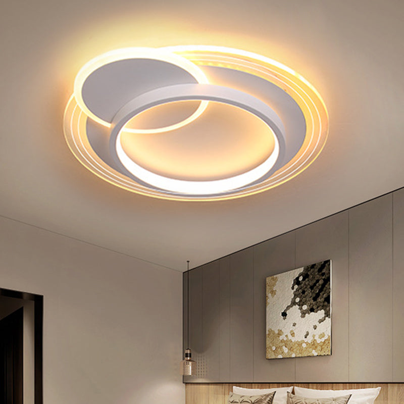 Metallic Round Ceiling Flush Mount Minimalism LED White Flush Lamp in Warm/White Light, 16.5"/20.5" Wide White Clearhalo 'Ceiling Lights' 'Close To Ceiling Lights' 'Close to ceiling' 'Flush mount' Lighting' 1623696